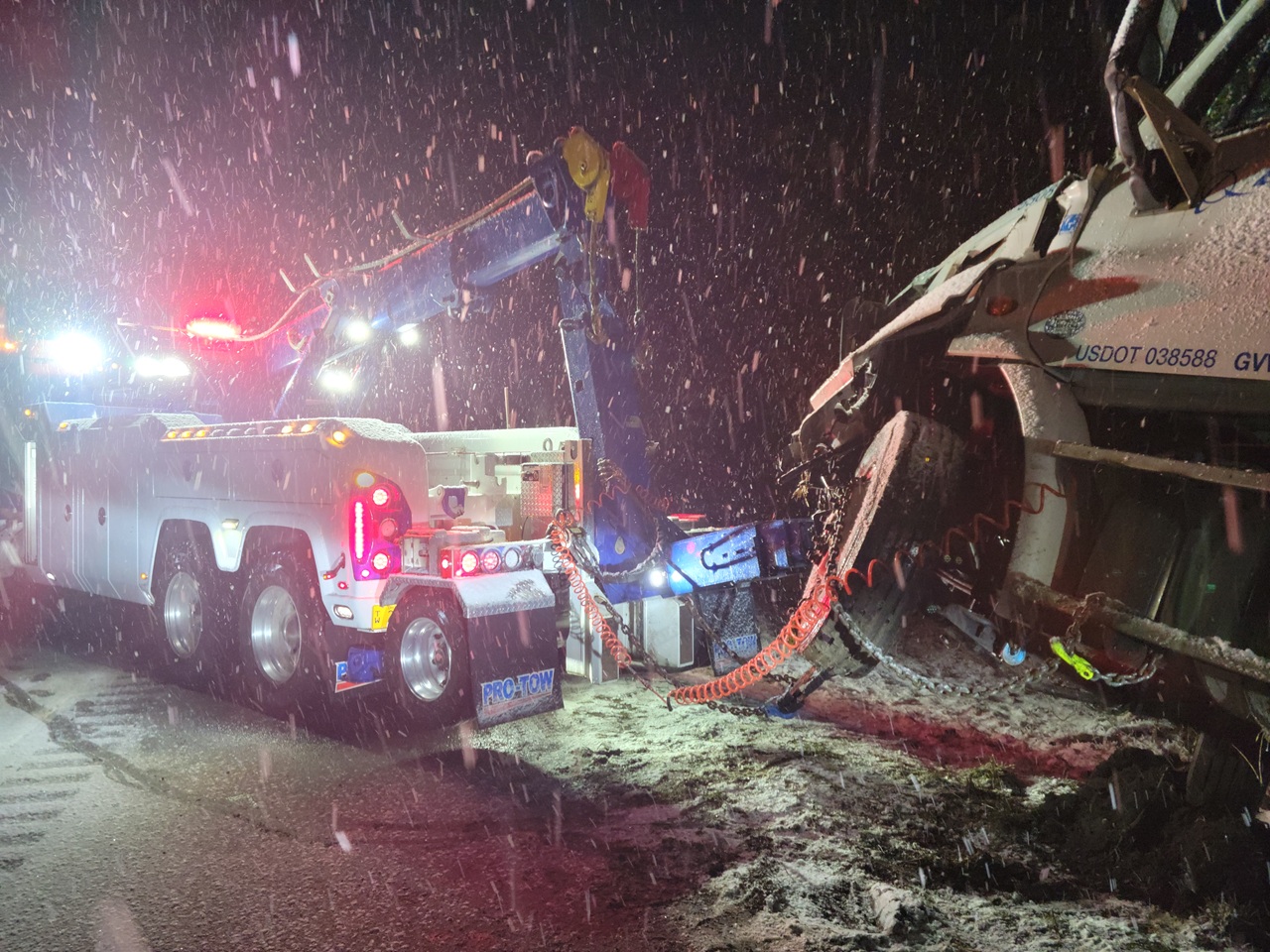 Semi truck towing Accident clean up on the I-90